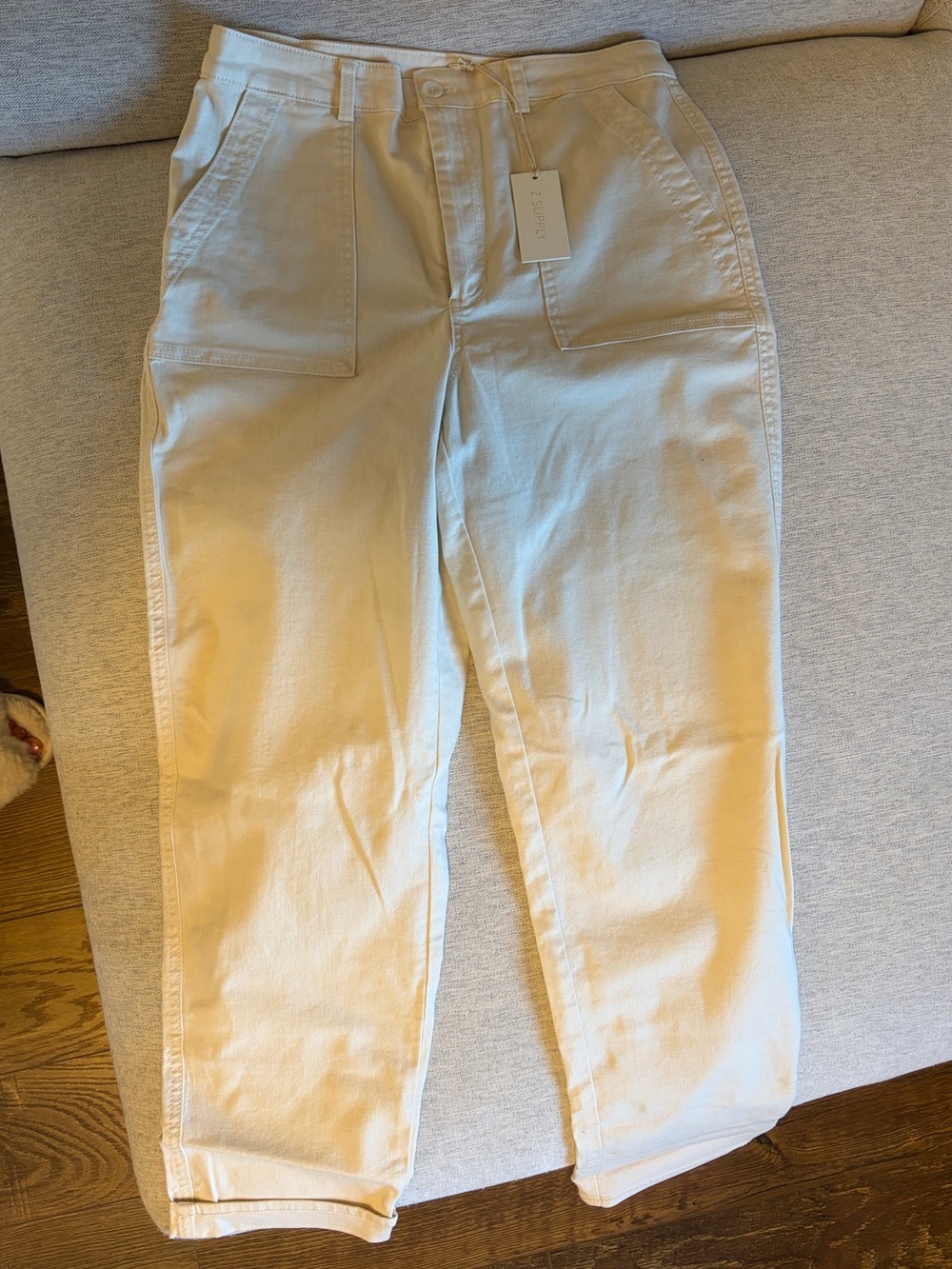 Z Supply Cream Straight-Leg Utility Pants